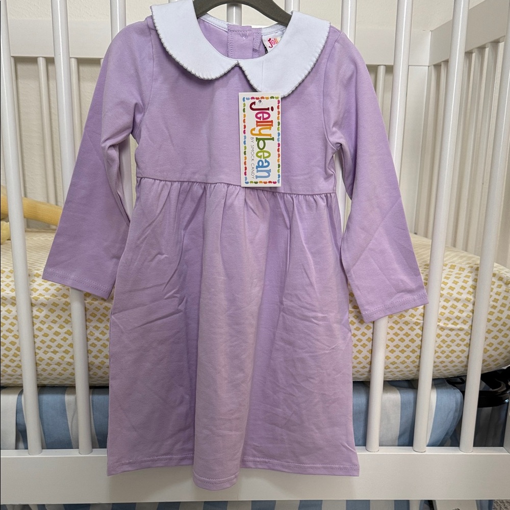 Jelly Beans Lavender Kids Dress with White Collar
